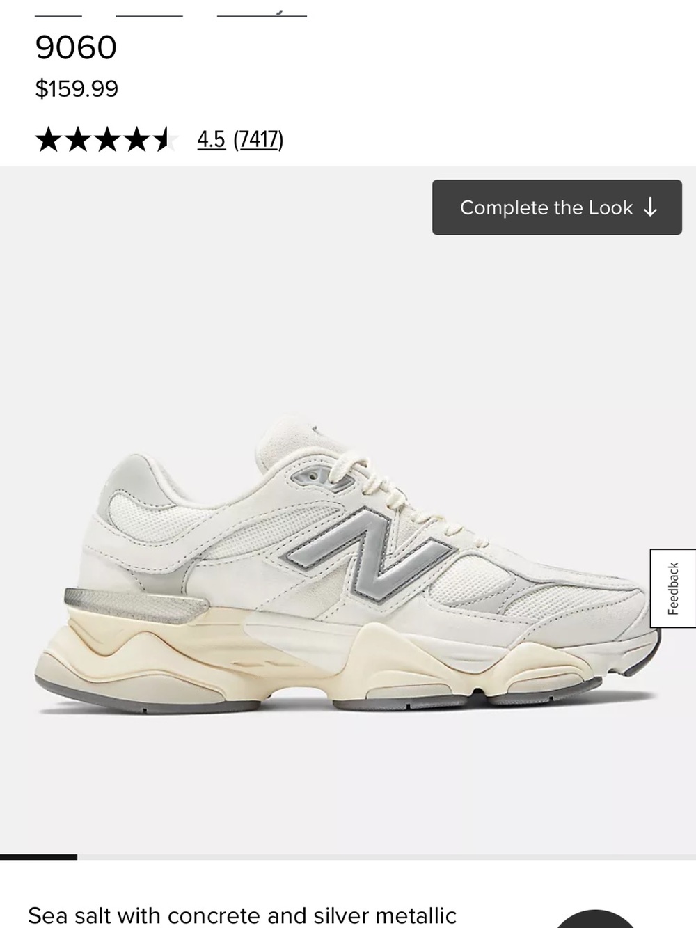 New Balance 9060 Sneakers in Sea Salt & Silver Metallic